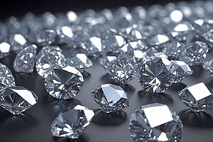 diamonds spread out on gray cloth